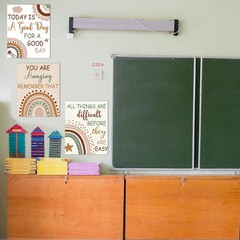 Nezyo 12 Pcs Rainbow Classroom Decor Boho Poster Elementary Bulletin Board De…