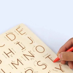 Children Writing Practice Wooden Alphabet Board Alphanumeric Handwritten