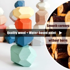 Creative Play with 36 PCS Wooden Stacking Blocks – Ideal for Kids 3-6