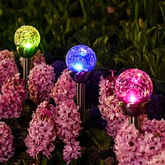 GIGALUMI Solar Outdoor, Cracked Glass Ball Solar Garden Lights, Col… Fast Ship