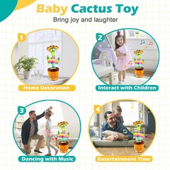 Rechargeable Dancing Talking Cactus Baby Toy, Dances Repeats and Sings 120 Songs