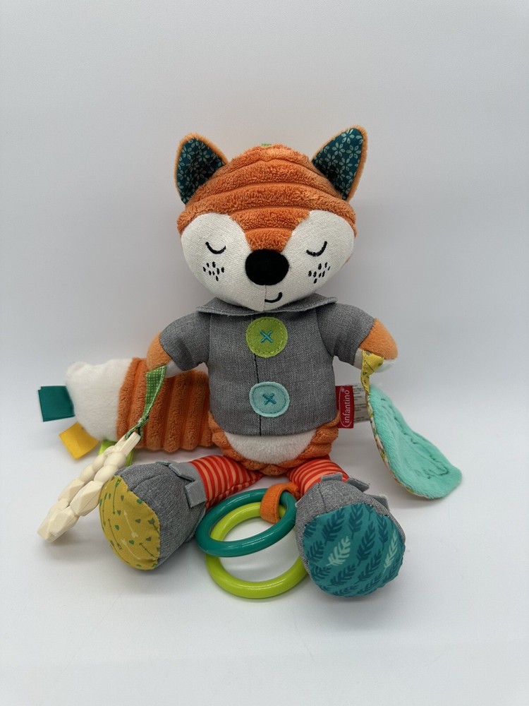 Infantino Playtime Plush Fox Sensory Activity Toy Rattle Crinkle Teether