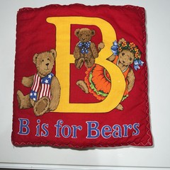 Vintage Cranston Teddy Bear Cloth Book B Is For Bears Handmade Fabric Book 9 X 9