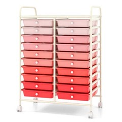 20 Drawers Rolling Storage Cart Studio Organizer-Gradient Pink – Color: Gradient