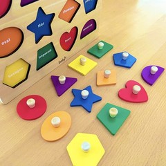 Dailyfunn Montessori Toy Shape Peg Puzzles Baby Puzzle 12-18-24 Months with K…