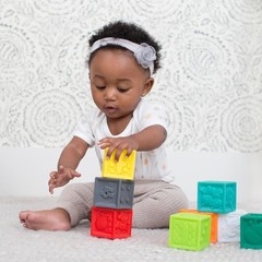 Infant Squeeze Stack Blocks 8pc Sensory Textured Educational Baby Toy Shapes
