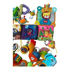 Baby Rattle Toys Colorful Animals Book Teething Lot Of 12