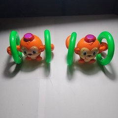 Lot of 2 Infant Crawling Toy Monkey Glows Rolls Makes Sounds Video