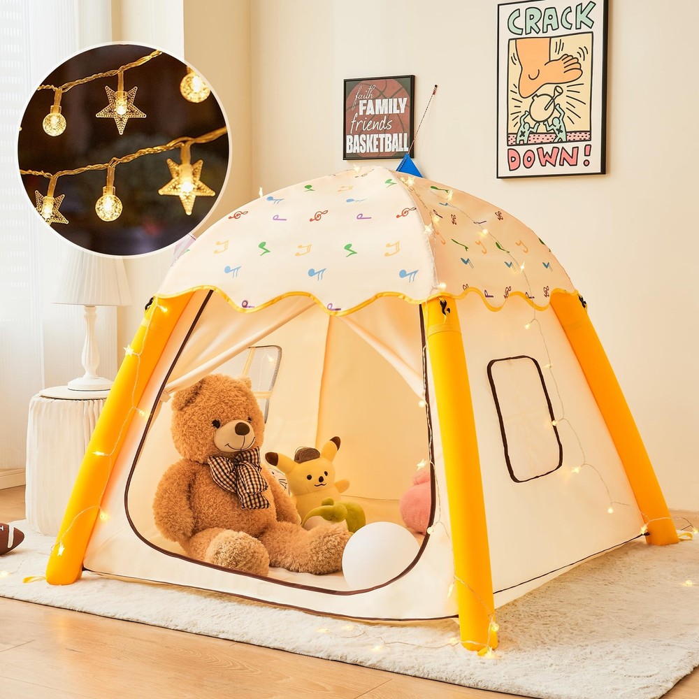 HalloDeer Kids Play Tent with Star Lights, Inflatable Toddler Tent Dome for B…