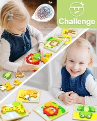 Exciting 6 Pack Wooden Animal Puzzles for Fun Learning – Safe for Toddlers