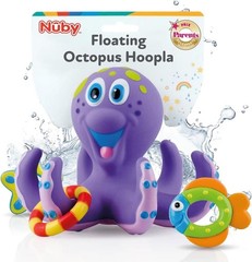 Nuby Floating Octopus with 3 Hoopla Rings – Baby & Toddler Bath Toy – No Hole