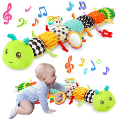 Baby Toys Musical Caterpillar for 0-12 Months, Infant Stuffed Animal with Mirror