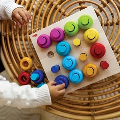 33-Piece German Beech Wood Stacking Rings – Multi-Color Sorting Toy for Toddlers