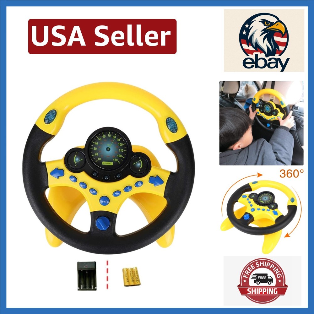 Funny Interactive Driving Simulator for Kids with Rechargeable Battery & Lights