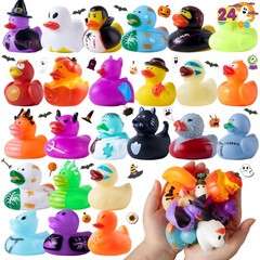 JOYIN 24 PCS Halloween Rubber Ducks, Small, Orange, Black, White