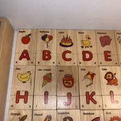 52 piece Alphabet & Picture Wooden Puzzle w/ Storage Box ABC Education
