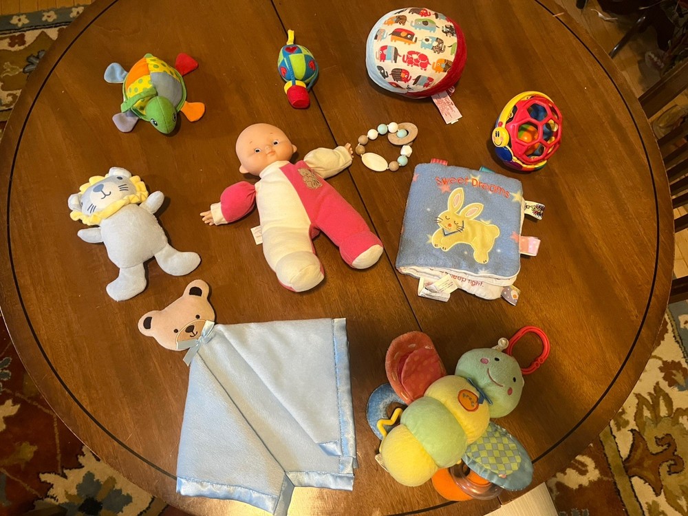 Baby Toy Lot Sensory Plush Rattles Soft Book Lovey Teether Infant Bundle