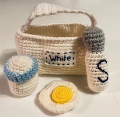Handmade Crochet White Color Sorting Playset, Learning Toy, Montessori