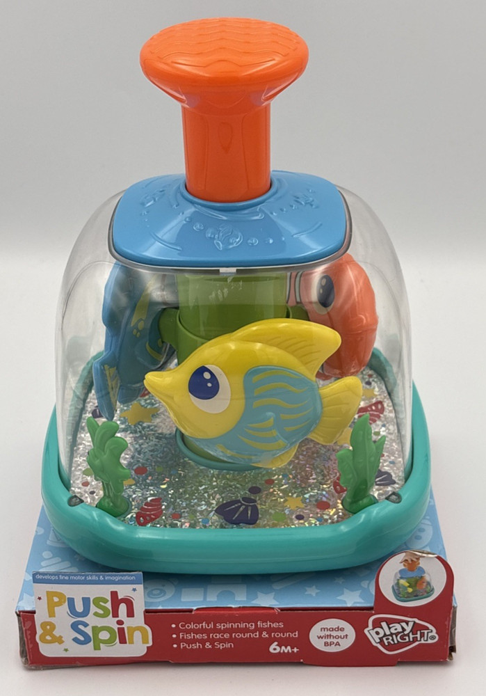 New Playright Aquarium Push & SpinColorful Spinning Fishes 6M+ Baby Toy