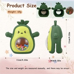 Baby Rattle Teething Toys Silicone Avocado Mitten Sensory Green