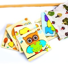 Wooden Animal Puzzles for 1 2 3 Years Old Boys Girls, Toddler 6 Sets