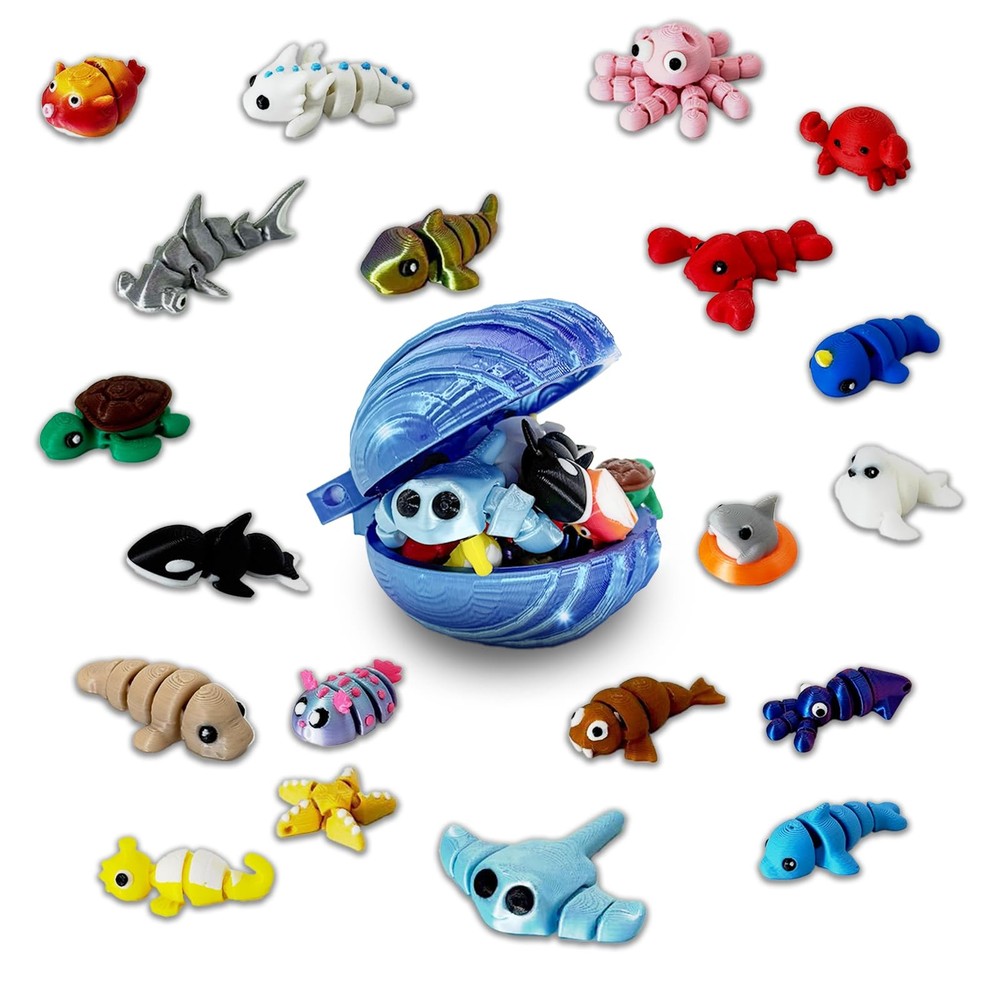 20PCS Ocean Animal Set,3D Printed Shells， 3D Printed Mini Sea Animals Articul…