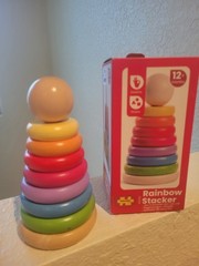 Bigjigs Toys Wooden Rainbow Stacker Colorful Rings Baby Toddler Toy Non Toxic