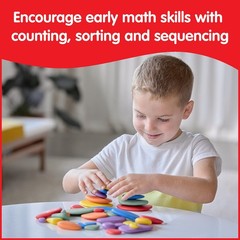 Sorting and Stacking Stones – 36 Plastic Pebbles in 6 Colors – Early Math Toy