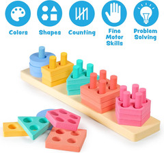 Shape Sorter & Stacking Toddler Bath Toy 20 Foam Pieces Floats Tub Walls