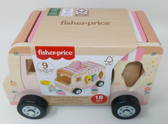 Fisher-Price Wood Toddler Toy Ice Cream Truck Shape Sorter Set, 9 Wooden Pieces