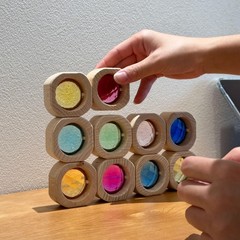 20PCS Wooden Gem Blocks Stacking Toys,Colorful Acrylic Windows Blocks, Rainbo…