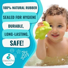 caaocho Pure Natural Rubber Bath Toy – Mele The Sea Turtle – Hole Free 1 EA