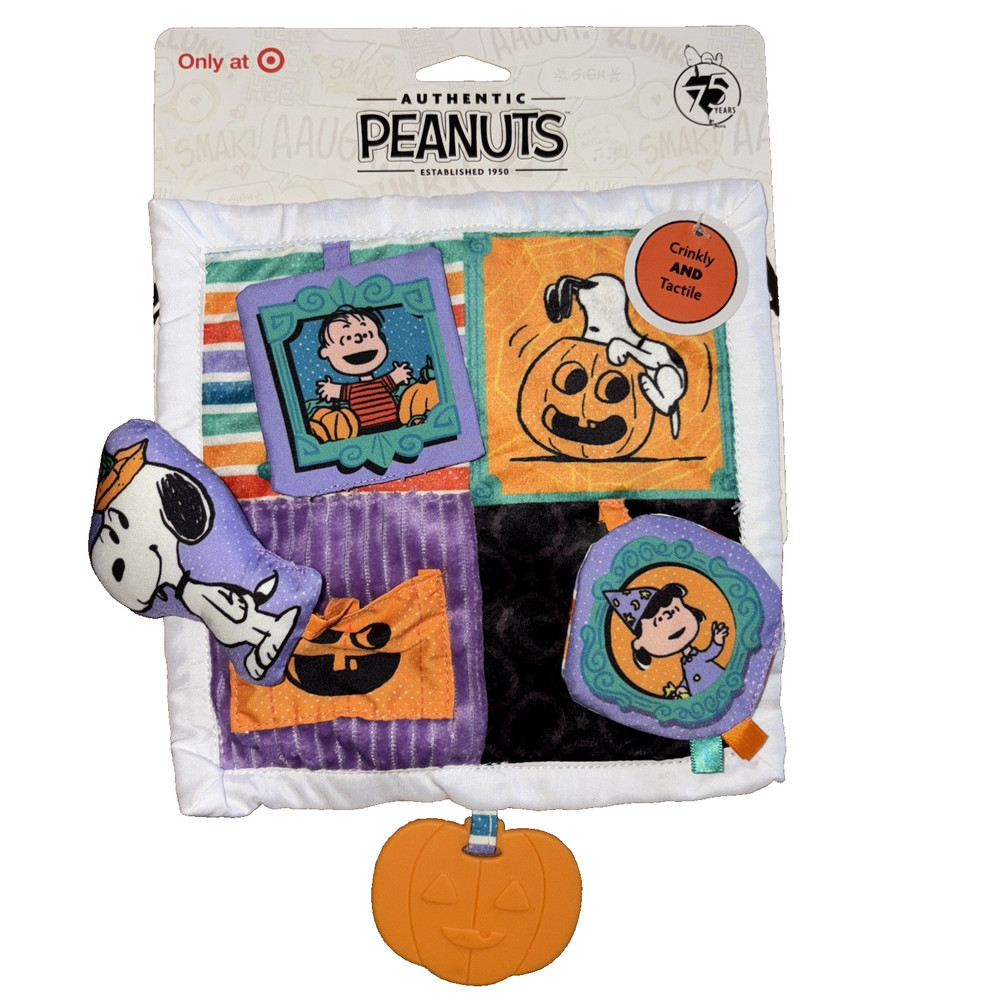 Peanuts Halloween Deluxe Crinkle Square Teether Stroller Toy NEW