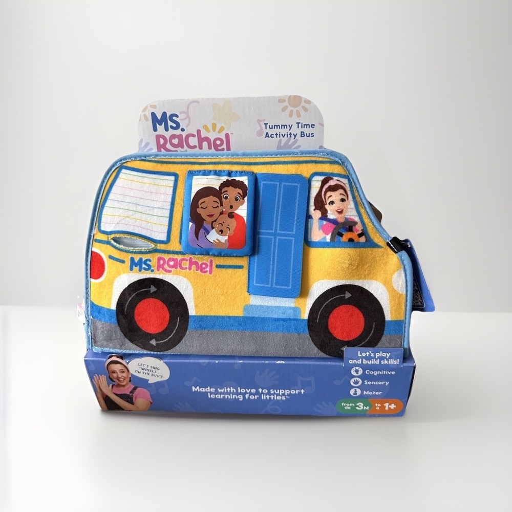 Ms Rachel Official Tummy Time Activity Bus Folding Play Mat with Baby Mirror NIB