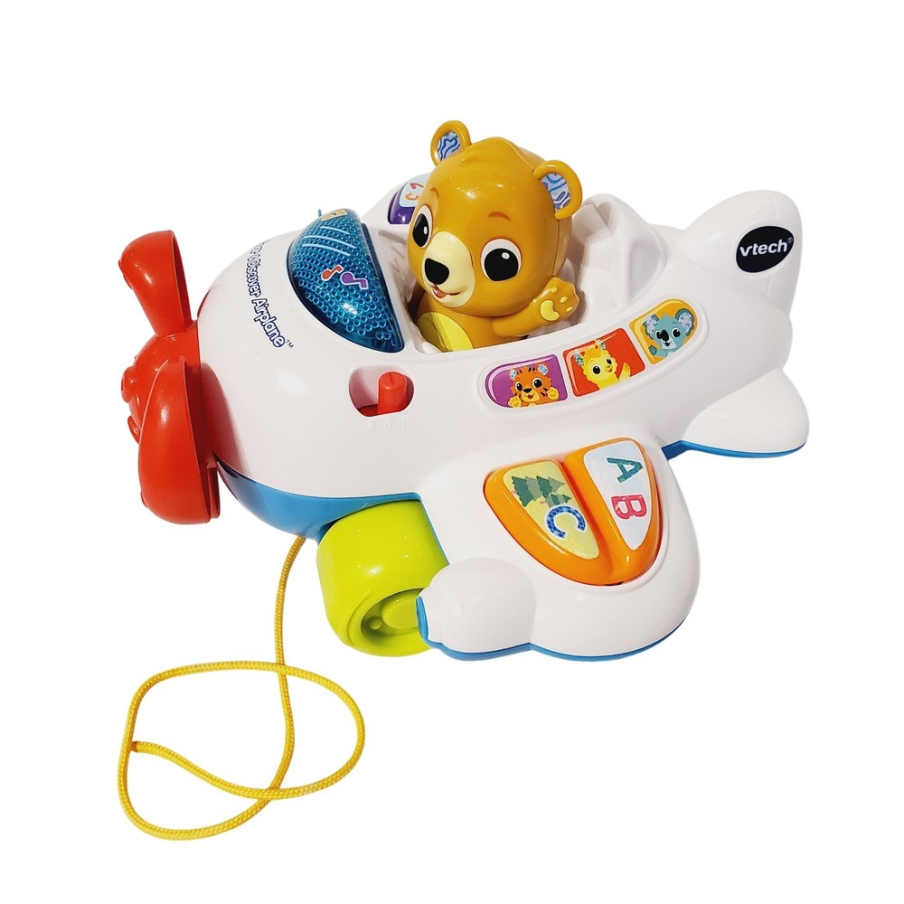 Vtech Soar & Discover Airplane Interactive Pull Toy Bear Pilot Music Lights
