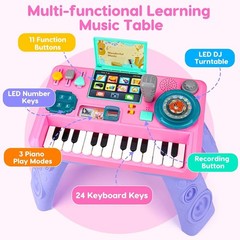 Baby DJ Table for Toddlers 1-3 with Music & Light, Musical Baby Piano Toys 6-9-1