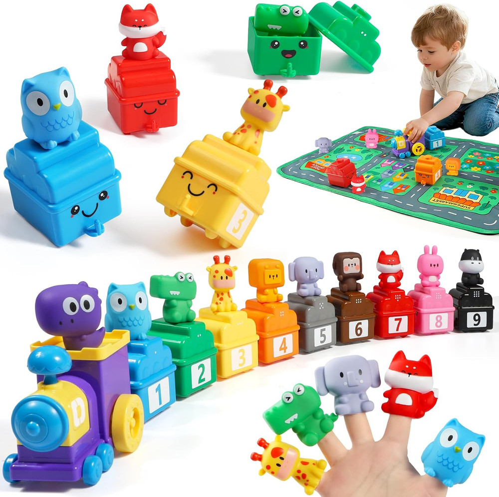Learning Toys for 1 2 3 Years Old Boy Girl, Toddler Montessori Toys, Train Set w