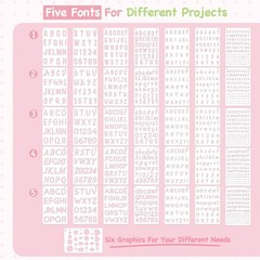 Reusable Small Letter Stencils for Painting, 36 Pcs (1/4, 1/2, 3/4, 1, 5/4 in…
