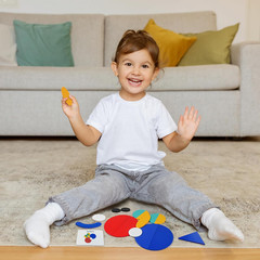 Wooden Shape Puzzle, 36 Blocks & 60 Cards, Montessori Toy for Kids 3+