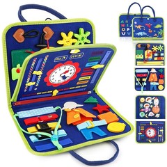 Toddler Busy Board, Montessori Sensory Toys for Boys, 1-4 Year Old Girl Toddl…