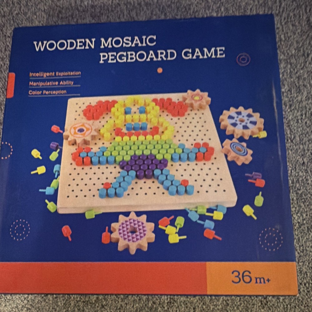 QZM Toy Mosaic Pegboard Game Multicolor Educational 3+ Years Model 0615
