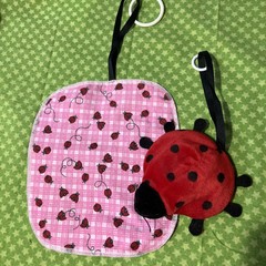 BABY TOYS Ladybugs 0-6 months Crinkle Teether Hanging Toy Girls Set Of 2