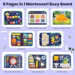 Interactive Dinosaur Busy Book – Fine Motor Skills for Toddlers 1-3 Old