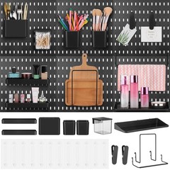 Unittype 17 Pcs Peg Board Combination Kit, 6 Plastic Wall Pegboard with 11 Ac…