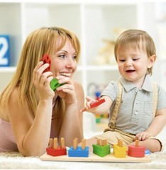 Wooden Sorting&Stacking Toys for Toodlers Wood City Educational Shape Color