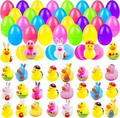 24 Pcs Prefilled Easter Eggs with Bunny Duckies,Bright Small, Multiple