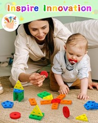 Sensory Educational Toy for Toddlers – 20-Piece Rainbow Geometric Puzzle Set
