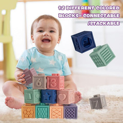 3 in 1 Montessori Toys for Babies 0-3-6-12 Months, Soft Baby Teething, Stacking