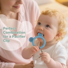 Eascrozn Baby Teething Toys Set of 3, Teethers for Babies 3-6 6-12 Blue