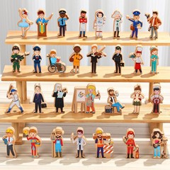 Wooden Toys Set for Preschool Classroom – Multicultural Career People Blocks …